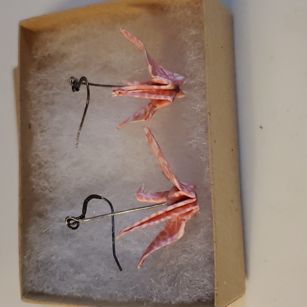 Origami Crane Handmade Earrings Brand New Made in Canada